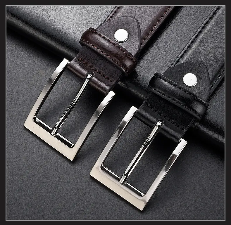 Men's Black Leather Belt with Silver Buckle Wholesale β feature 16