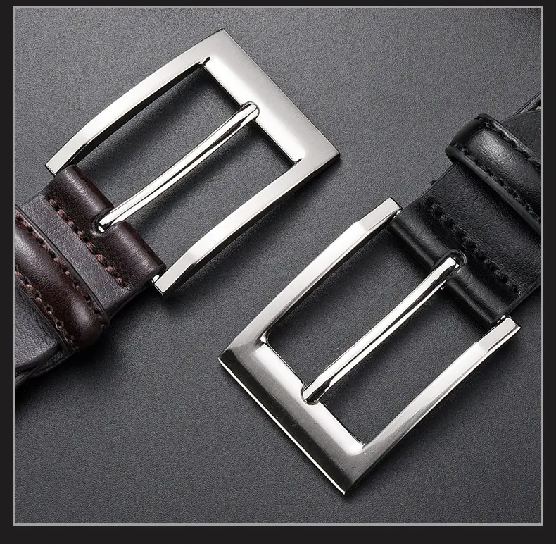 Men's Black Leather Belt with Silver Buckle Wholesale β feature 17