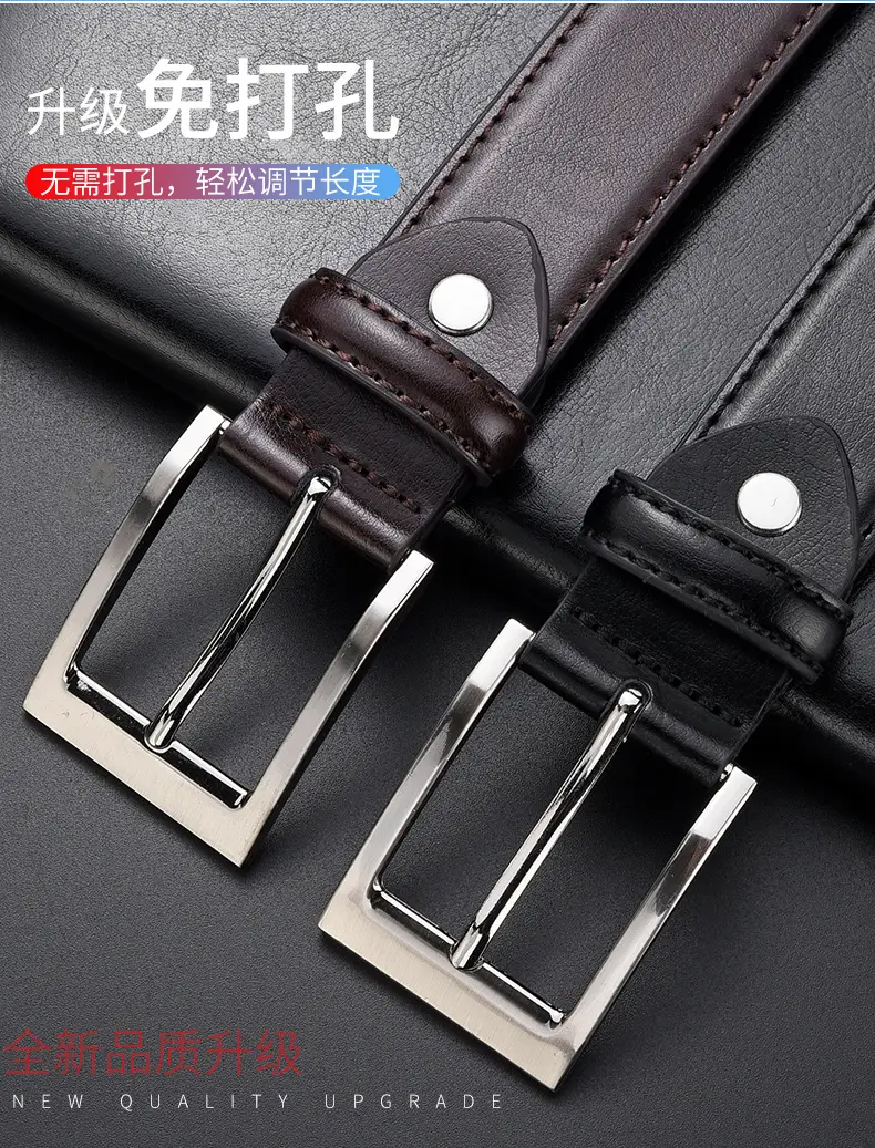 Men's Black Leather Belt with Silver Buckle Wholesale β feature 2
