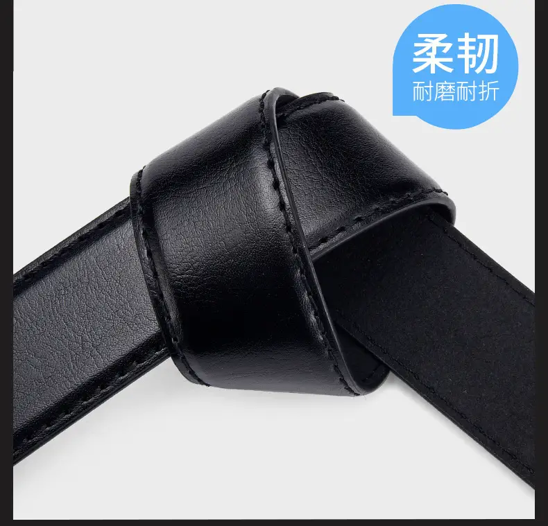 Men's Black Leather Belt with Silver Buckle Wholesale β feature 5