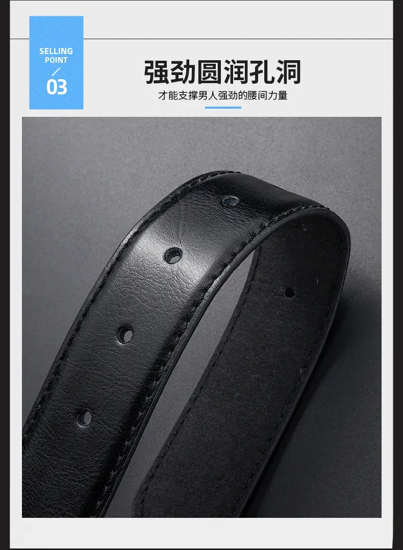 Men's Black Leather Belt with Silver Buckle Wholesale β feature 6