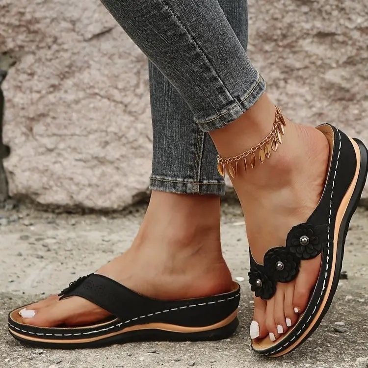 Women's 3-Flower Sandals with Thick Sole