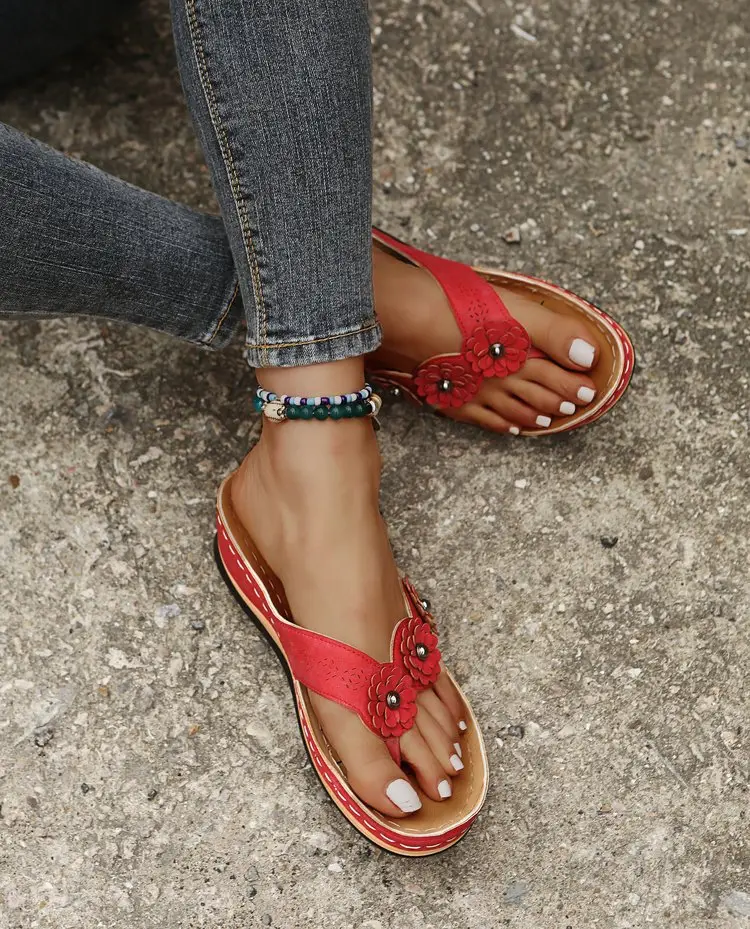 Women's 3-Flower Sandals with Thick Sole — feature 10