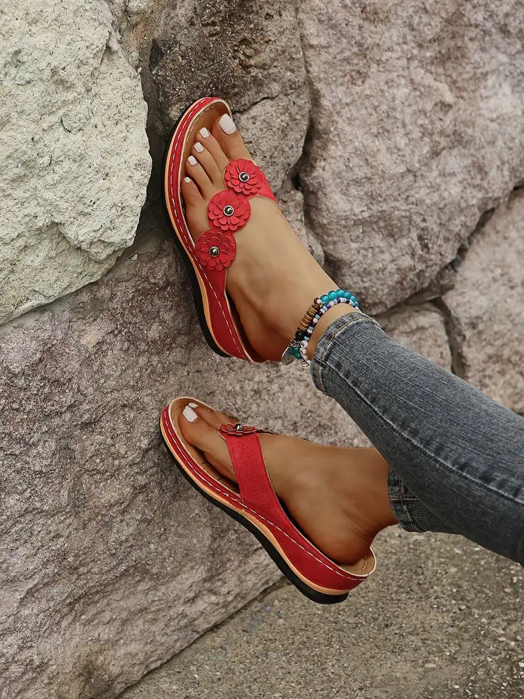 Women's 3-Flower Sandals with Thick Sole — feature 22
