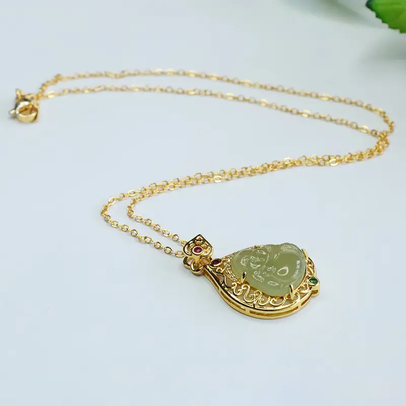 Guan Yu Jade Buddha Necklace Clear Water Maitreya - Image 5