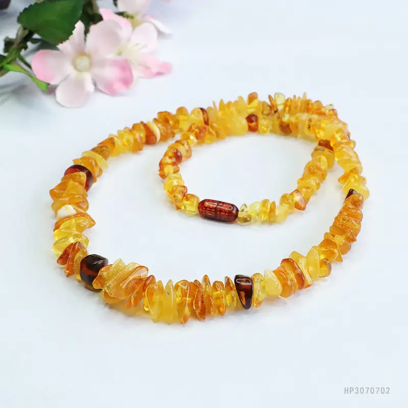 Honey Amber Multi-Gemstone Necklace with Blood Pearl