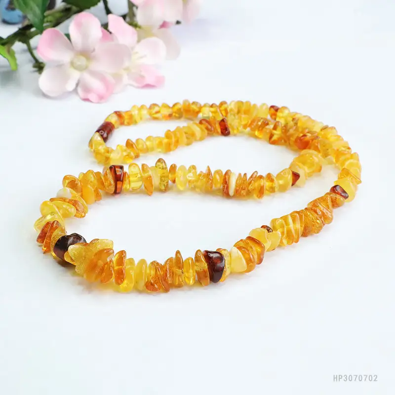 Honey Amber Multi-Gemstone Necklace with Blood Pearl