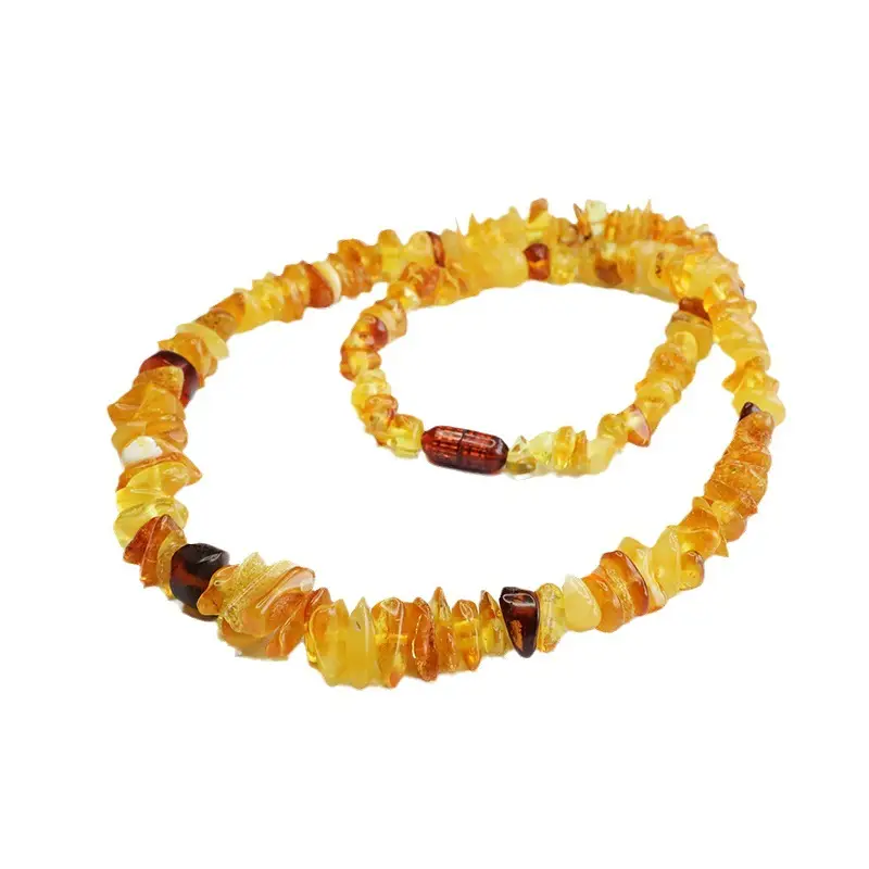 Honey Amber Multi-Gemstone Necklace with Blood Pearl