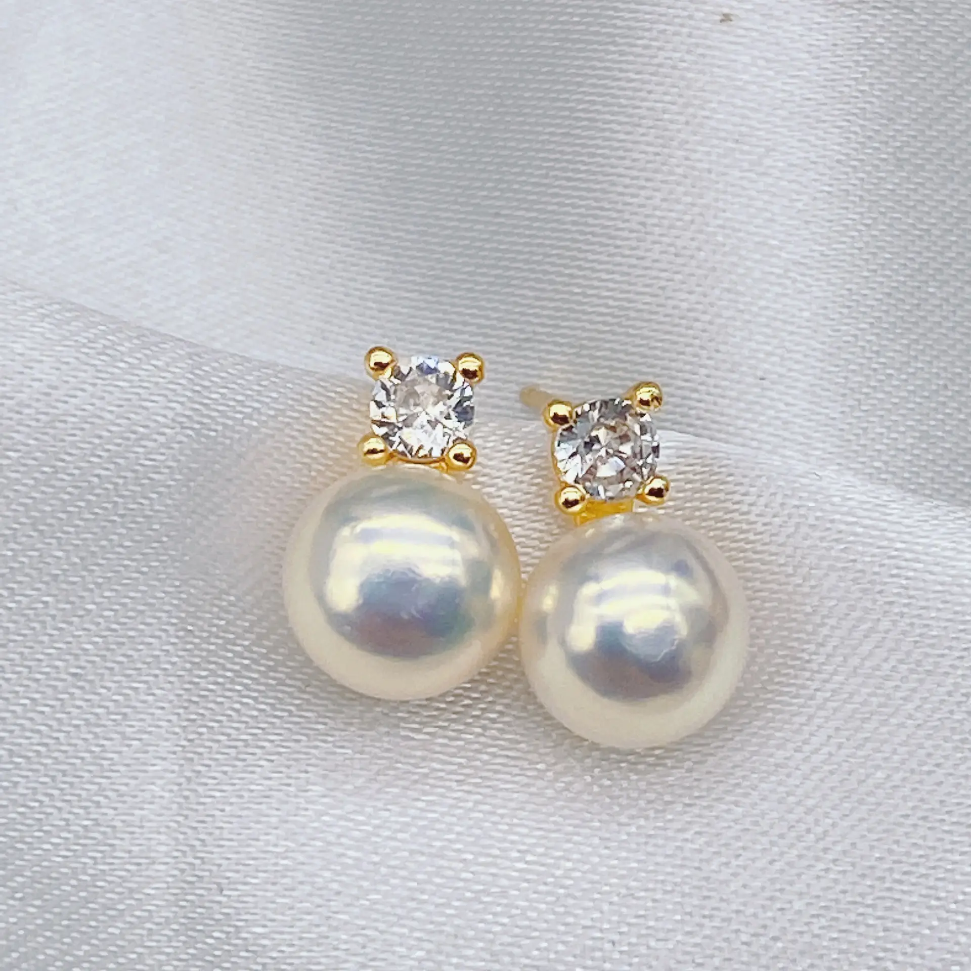 S925 Gold Plated Pearl Bow Earrings for Women