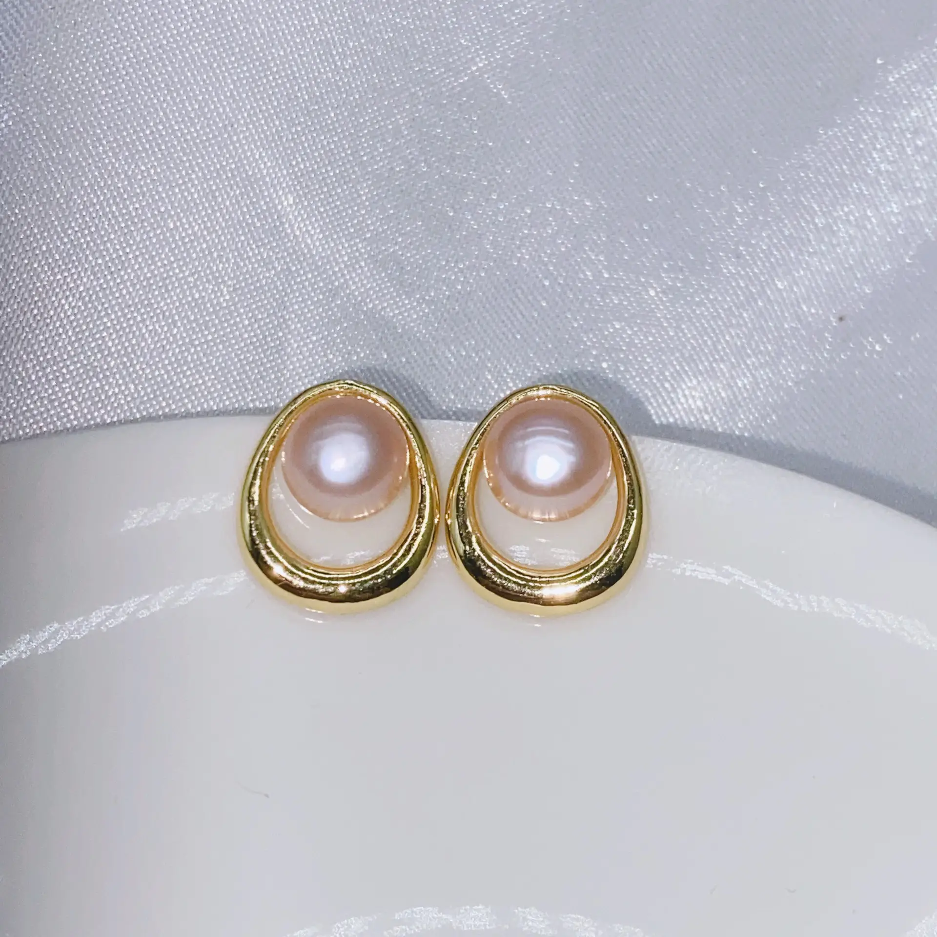 S925 Gold Plated Pearl Bow Earrings for Women