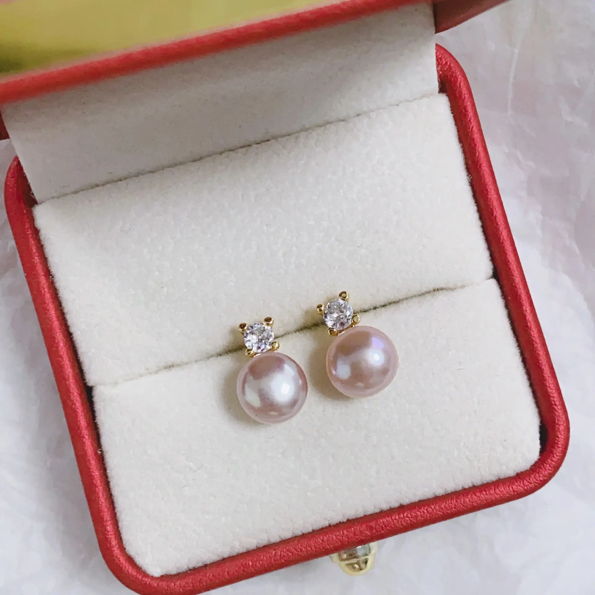 S925 Gold Plated Pearl Bow Earrings for Women