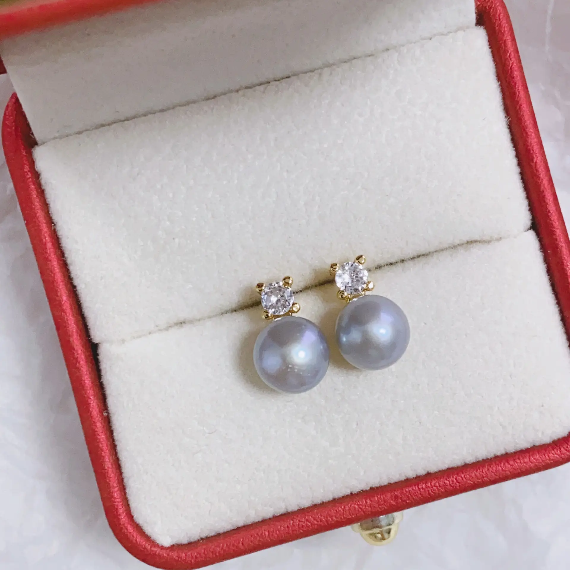 S925 Gold Plated Pearl Bow Earrings for Women