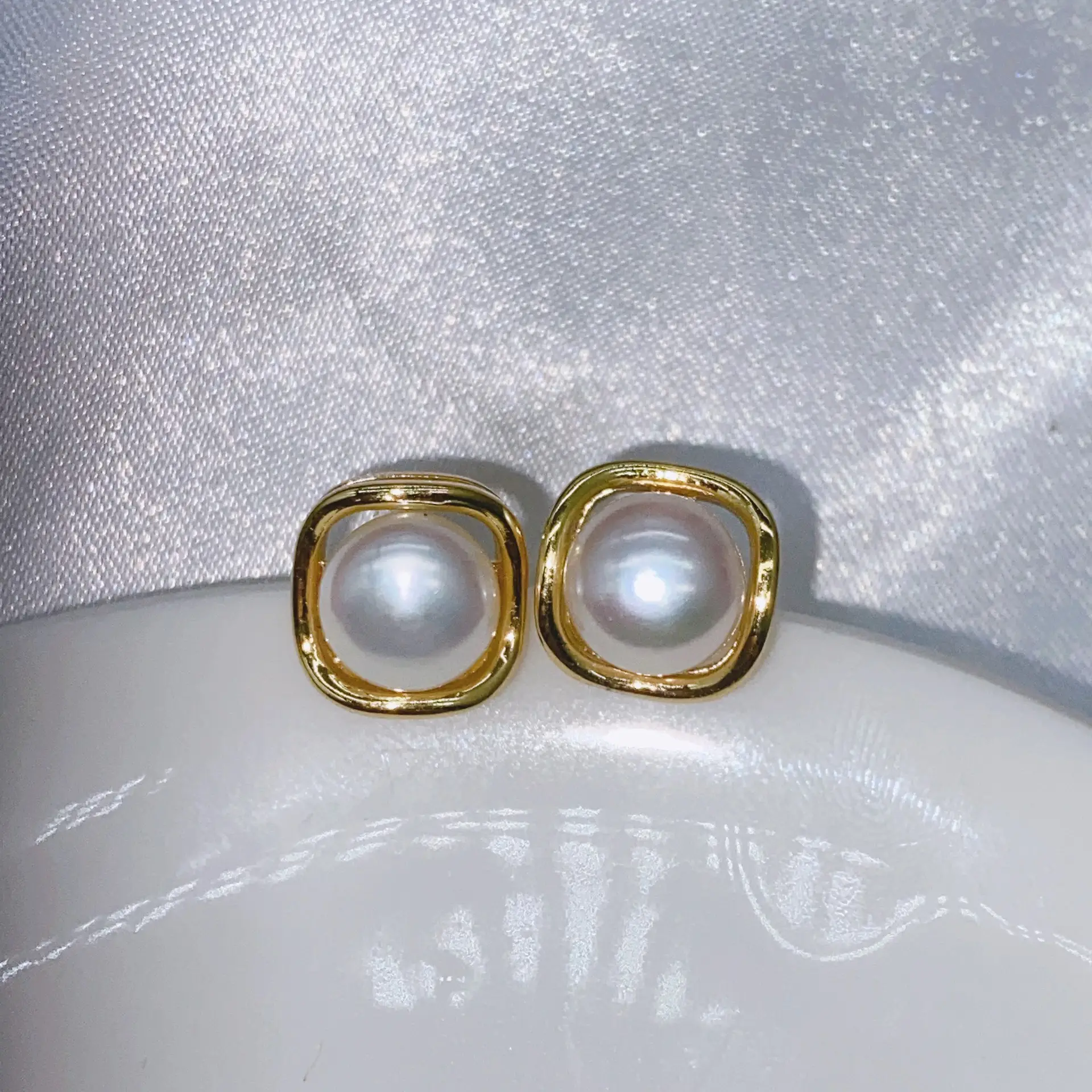 S925 Gold Plated Pearl Bow Earrings for Women
