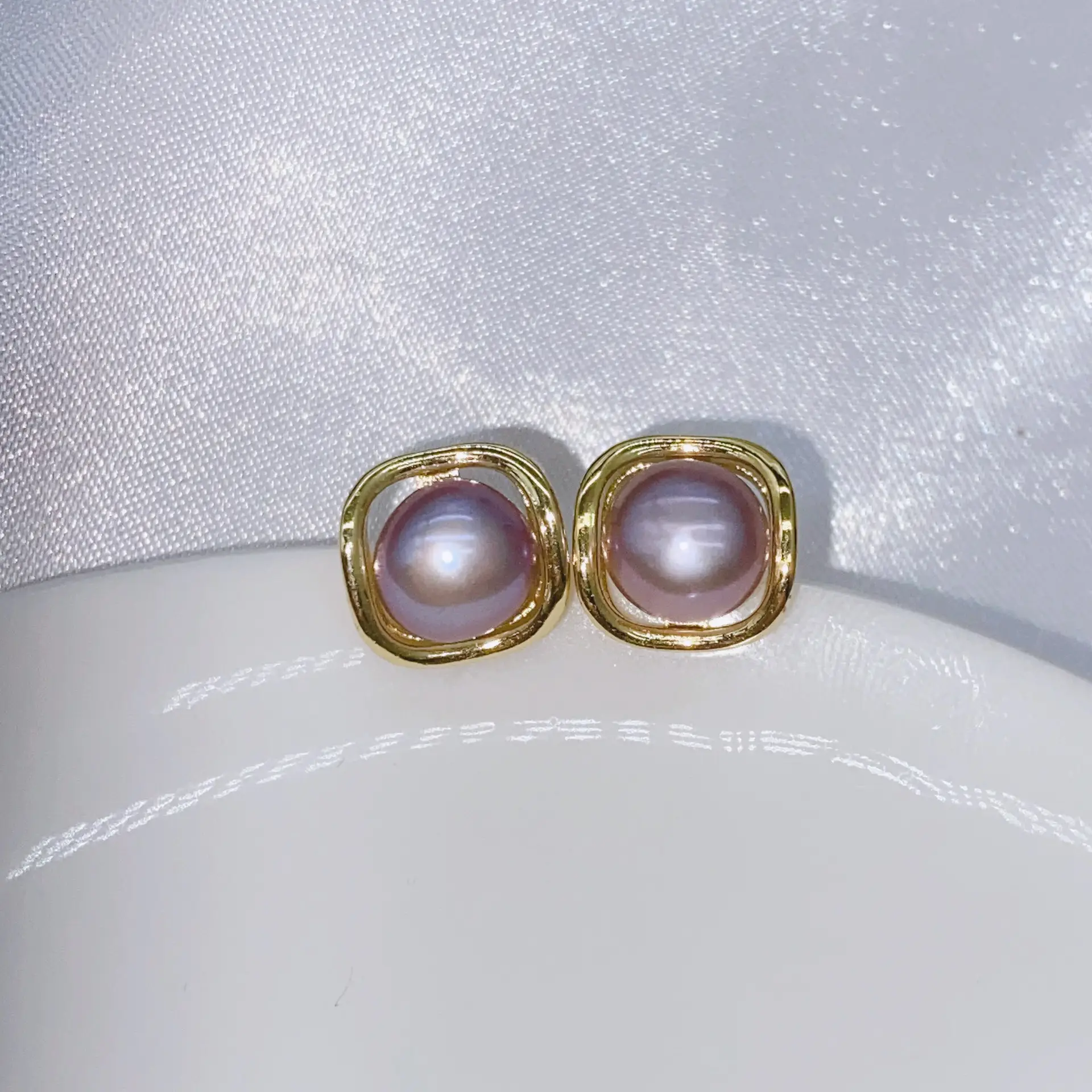 S925 Gold Plated Pearl Bow Earrings for Women
