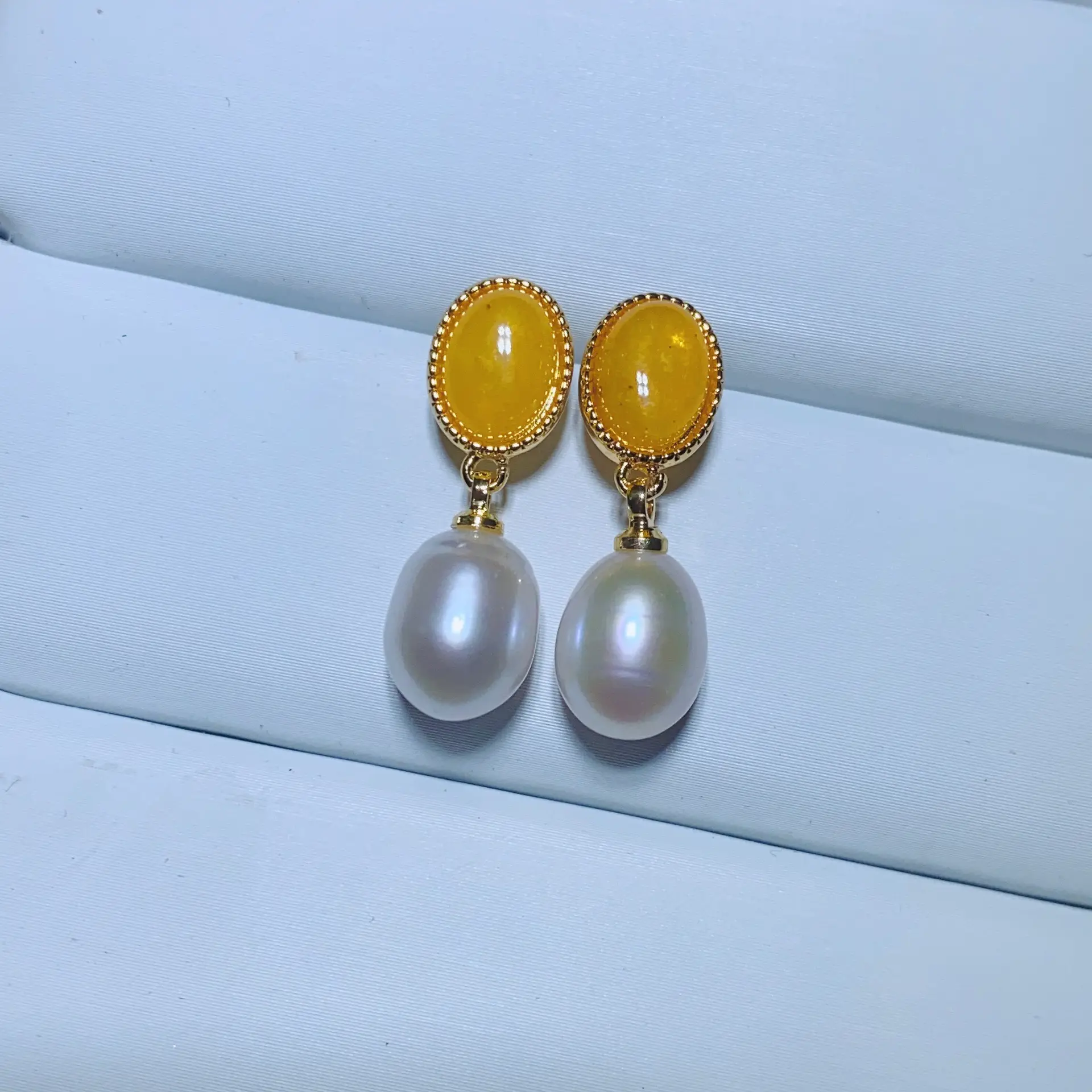 S925 Gold Plated Pearl Bow Earrings for Women