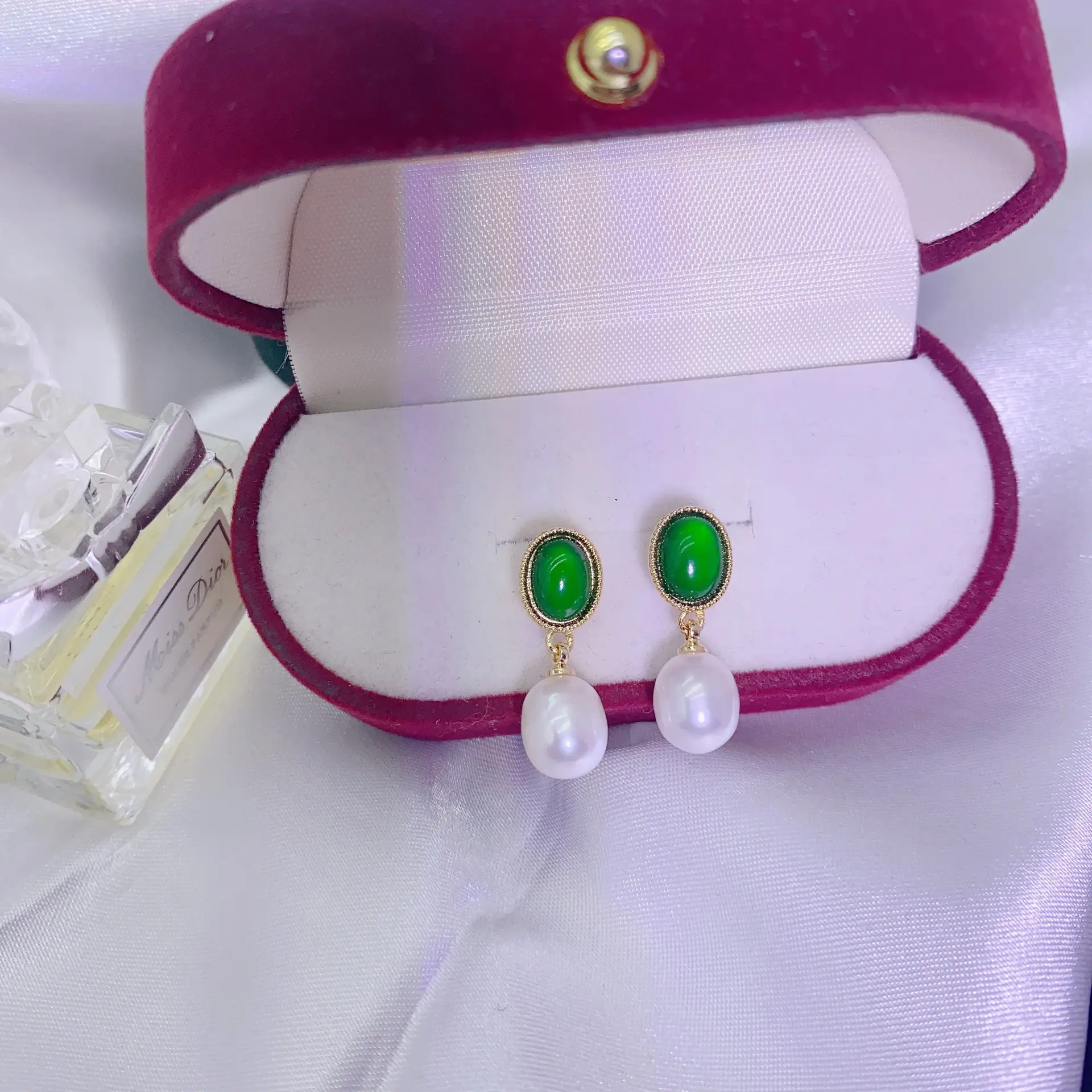 S925 Gold Plated Pearl Bow Earrings for Women