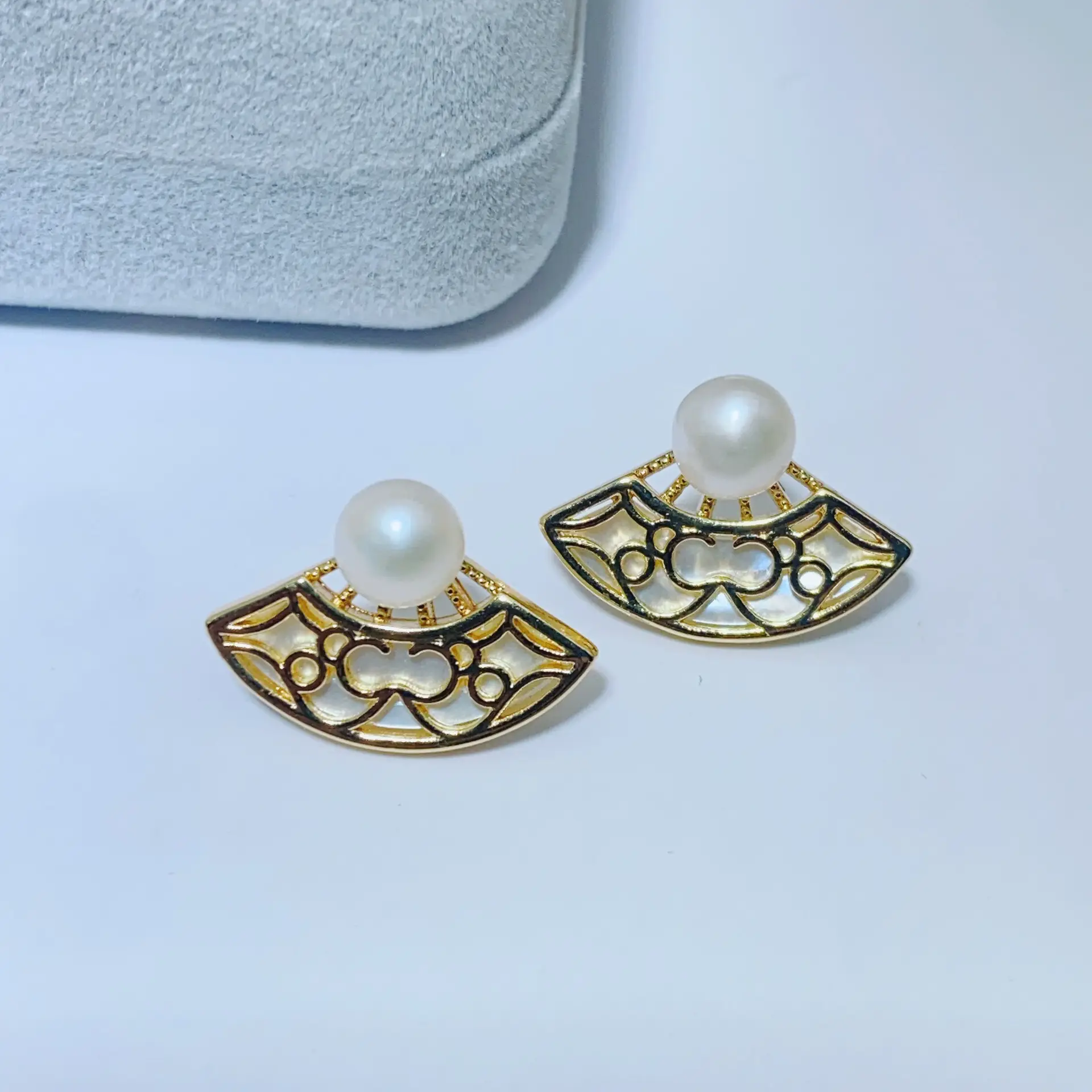 S925 Gold Plated Pearl Bow Earrings for Women