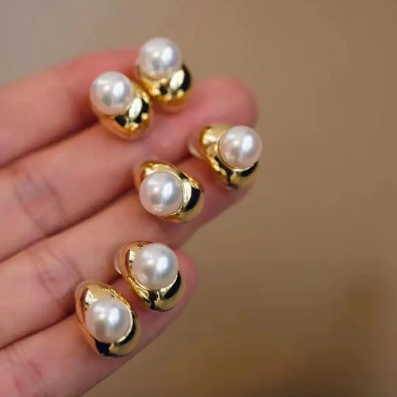 S925 Gold Plated Pearl Bow Earrings for Women