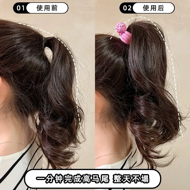 Pink Rubber Hair Ponytail for Women Thick Durable High Ponytail - Image 5