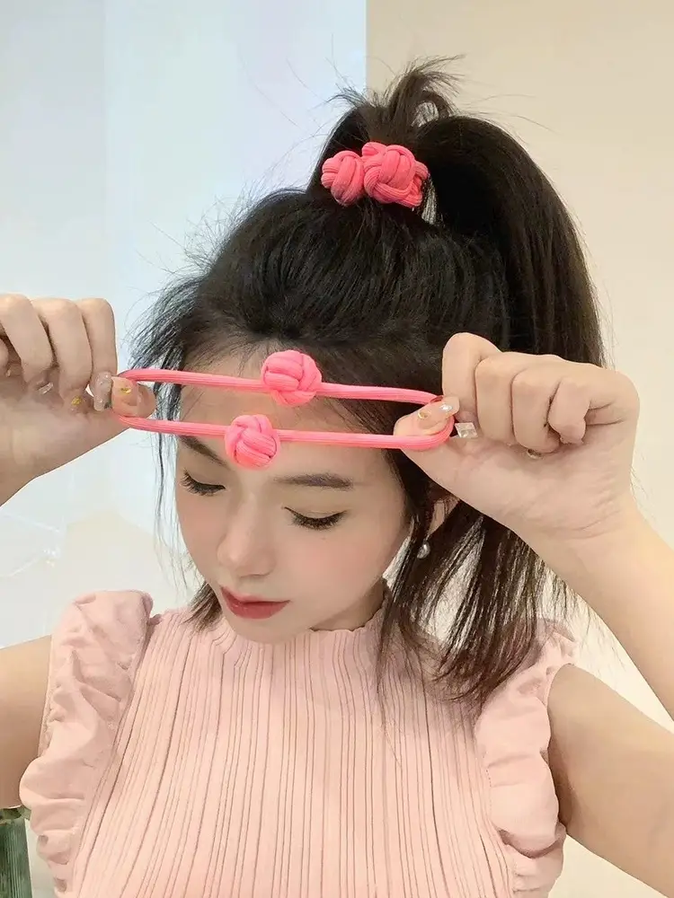 Pink Rubber Hair Ponytail for Women Thick Durable High Ponytail — feature 5