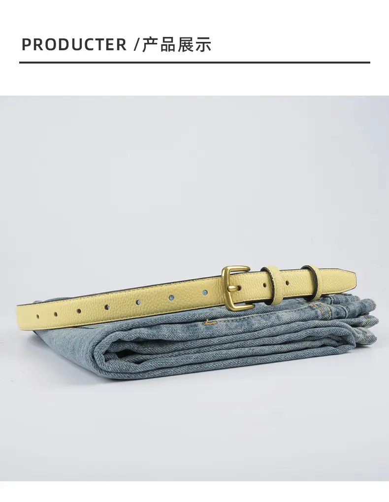 Women's Cowhide Litchi Leather Belt Brown 2.3cm β feature 10