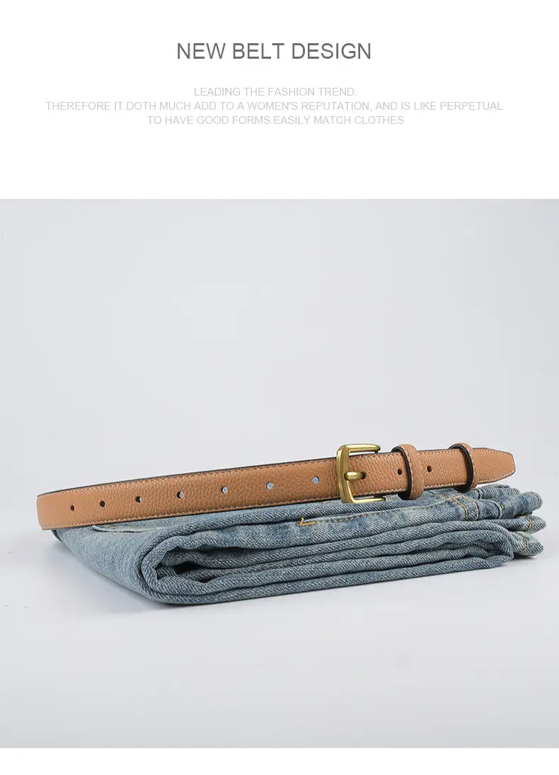 Women's Cowhide Litchi Leather Belt Brown 2.3cm β feature 12