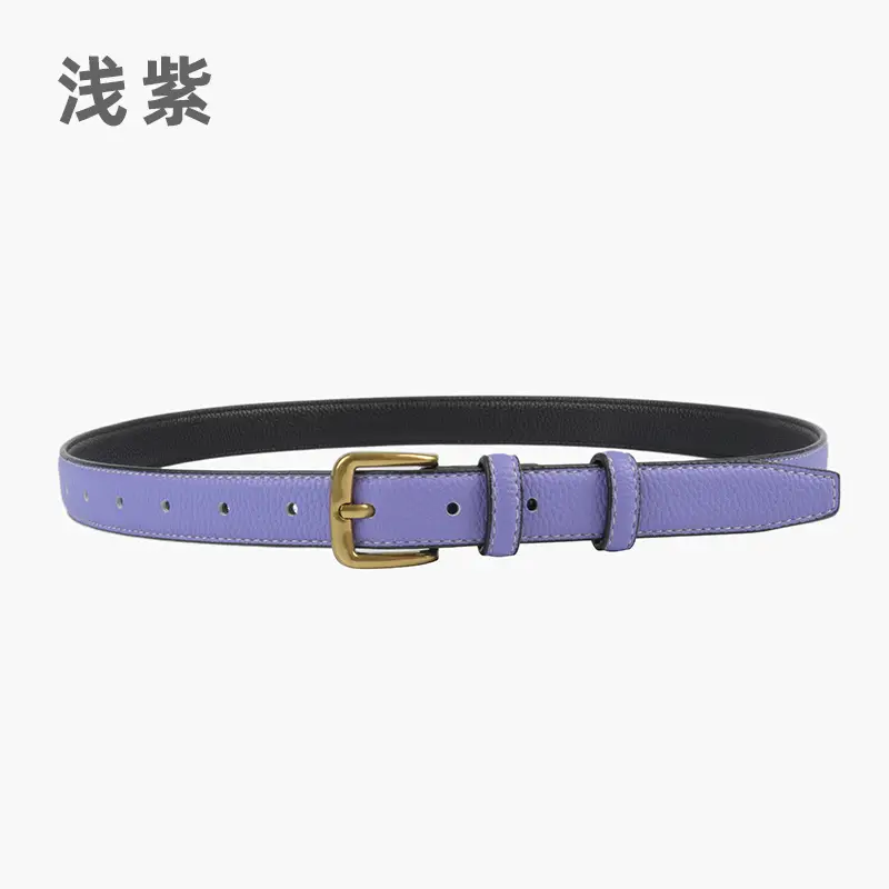 Women's Cowhide Litchi Leather Belt Brown 2.3cm - Image 12