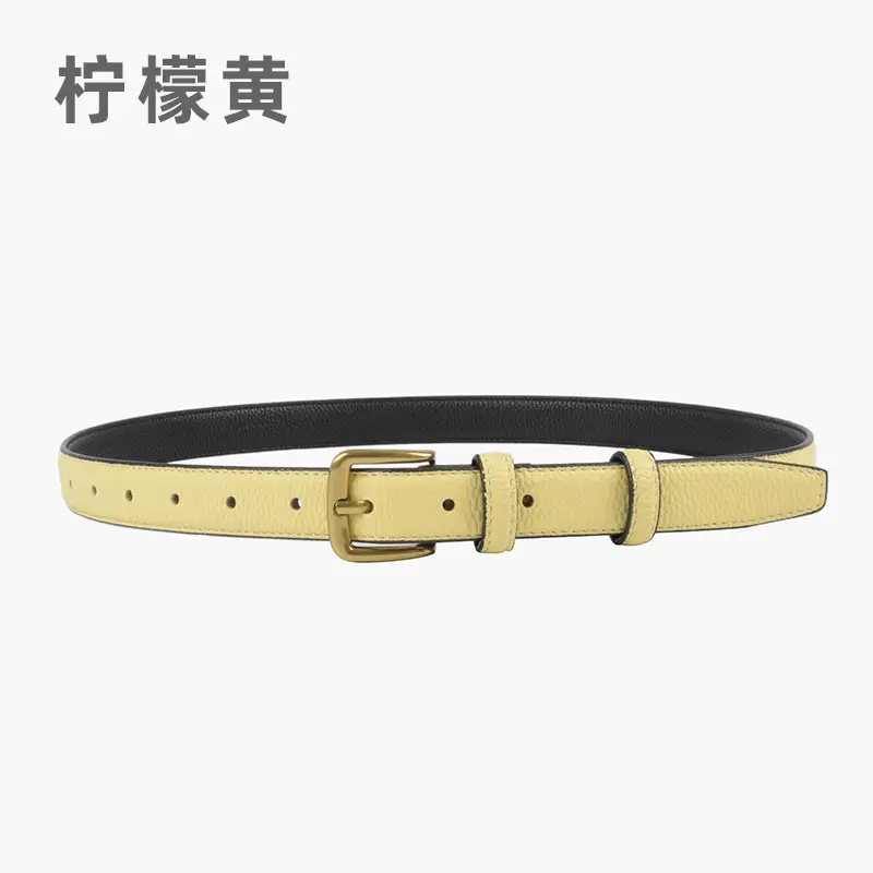 Women's Cowhide Litchi Leather Belt Brown 2.3cm - Image 13