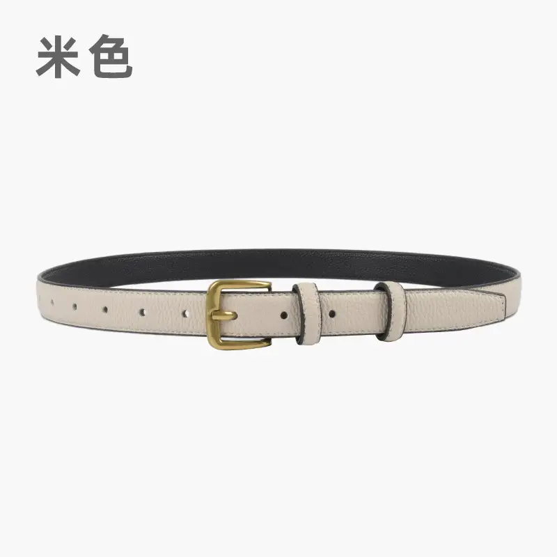 Women's Cowhide Litchi Leather Belt Brown 2.3cm - Image 2