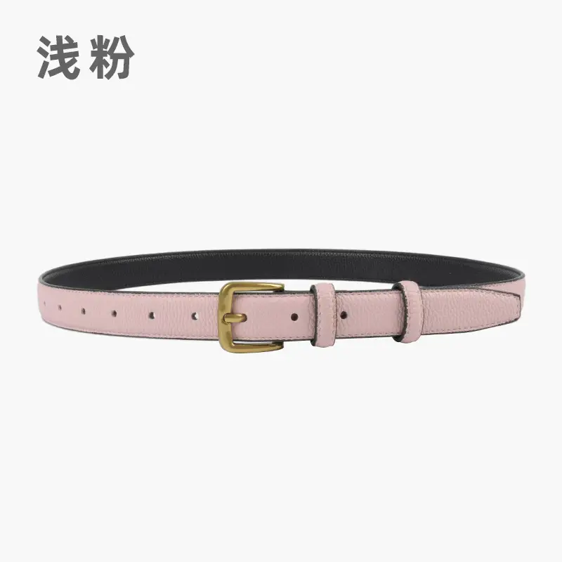 Women's Cowhide Litchi Leather Belt Brown 2.3cm - Image 5