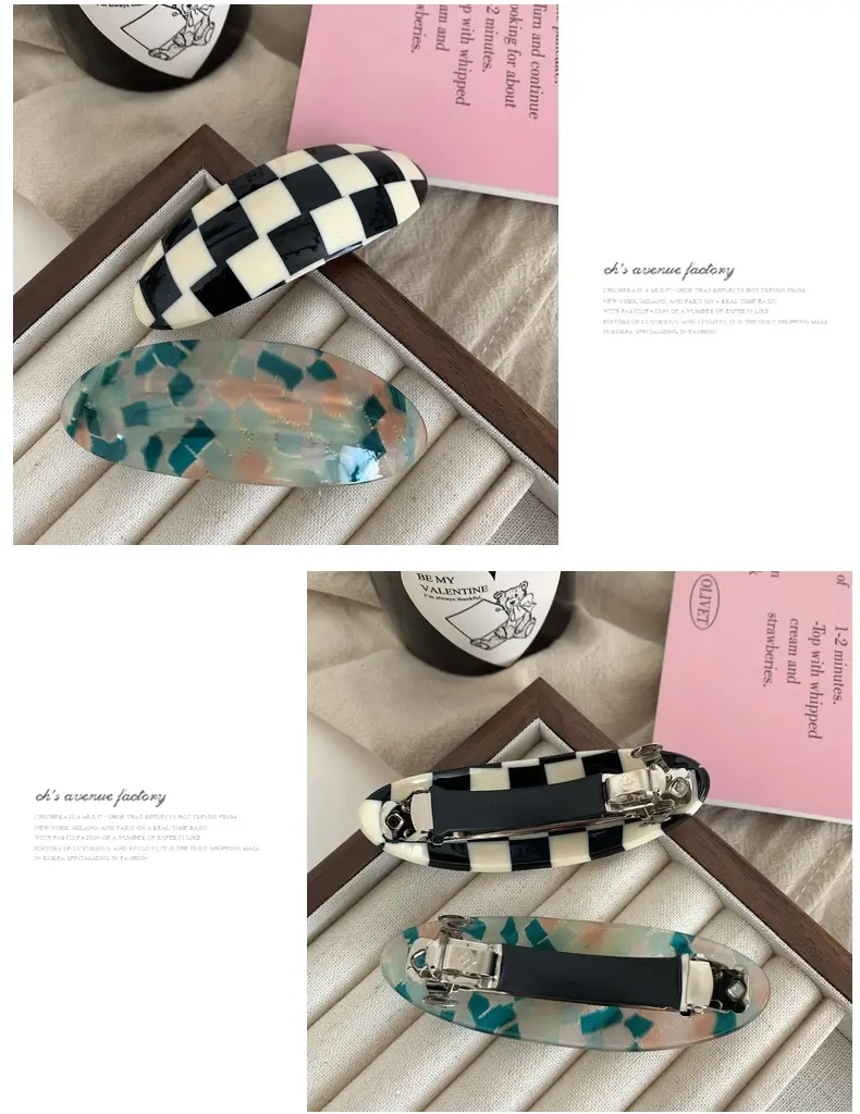 French Vintage Checkered Hairpin for Women — feature 9
