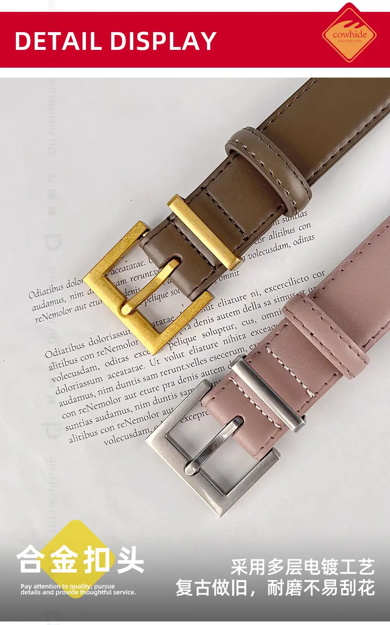 Black Leather Belt for Women 2.8cm Wide β feature 12