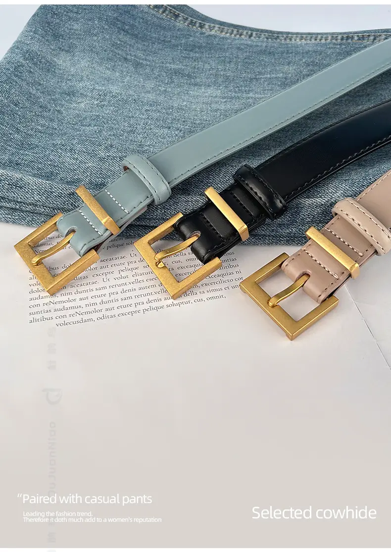 Black Leather Belt for Women 2.8cm Wide β feature 15