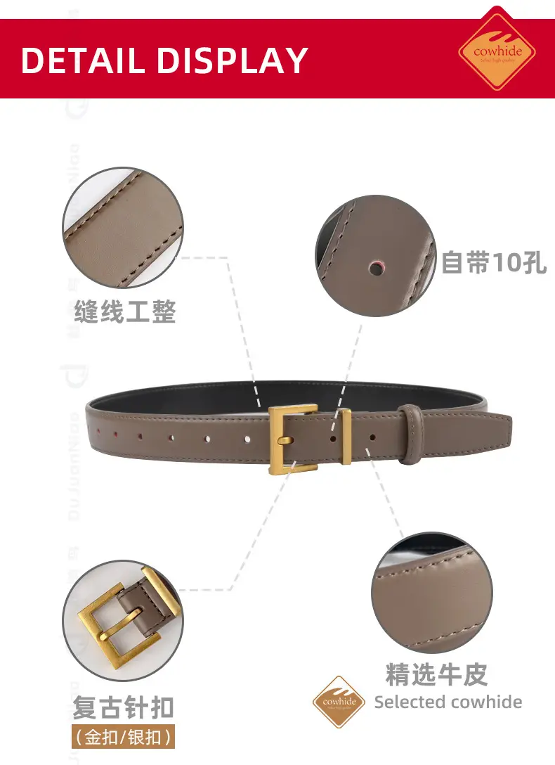 Black Leather Belt for Women 2.8cm Wide β feature 21