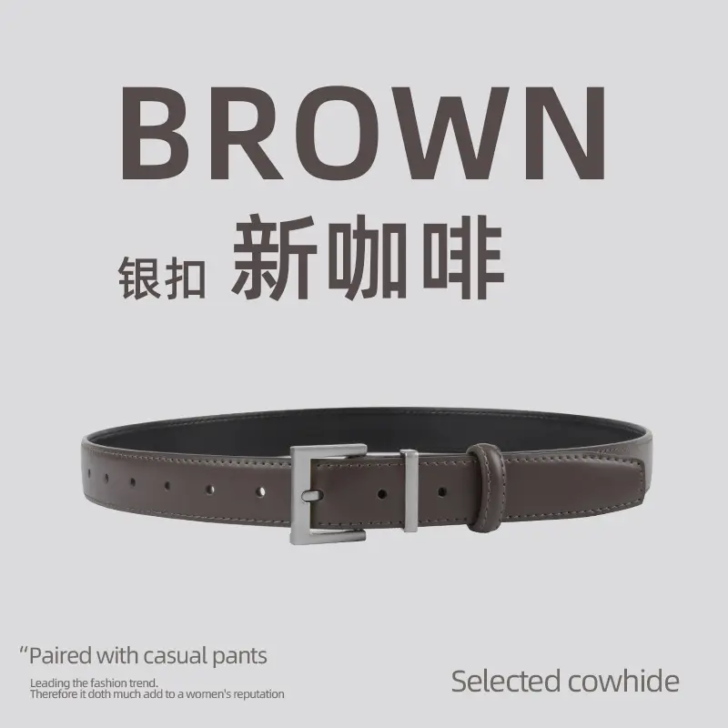 Black Leather Belt for Women 2.8cm Wide - Image 16