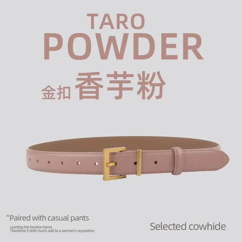 Black Leather Belt for Women 2.8cm Wide - Image 2
