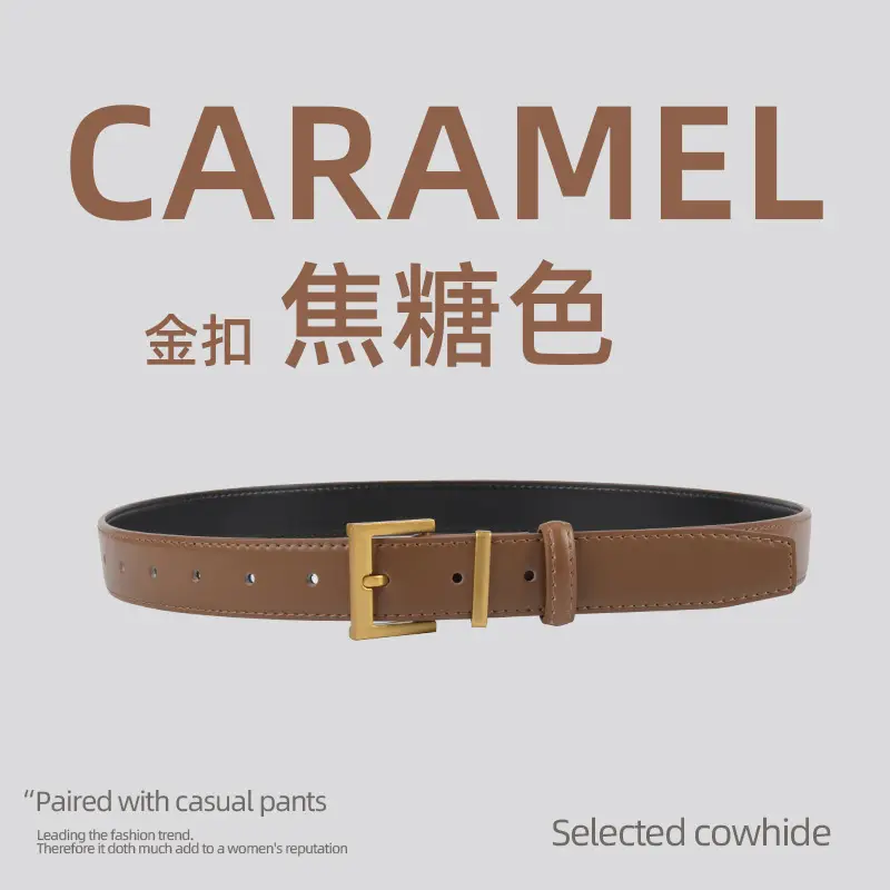 Black Leather Belt for Women 2.8cm Wide - Image 4