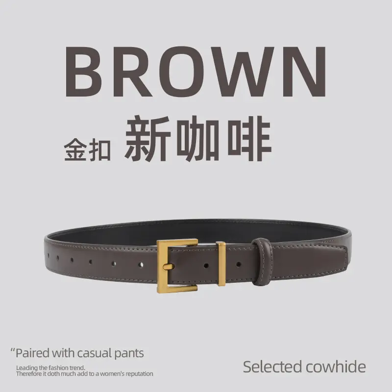 Black Leather Belt for Women 2.8cm Wide - Image 6