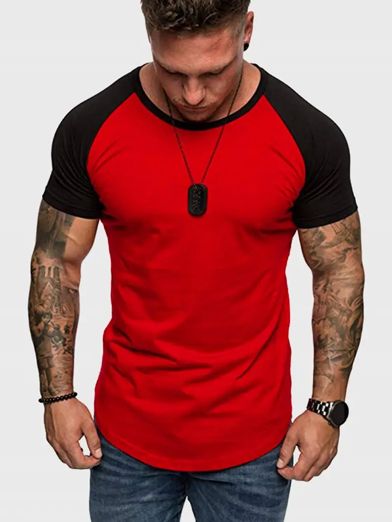 Men Slim Fit Red Black Short Sleeve T-Shirt — feature 13
