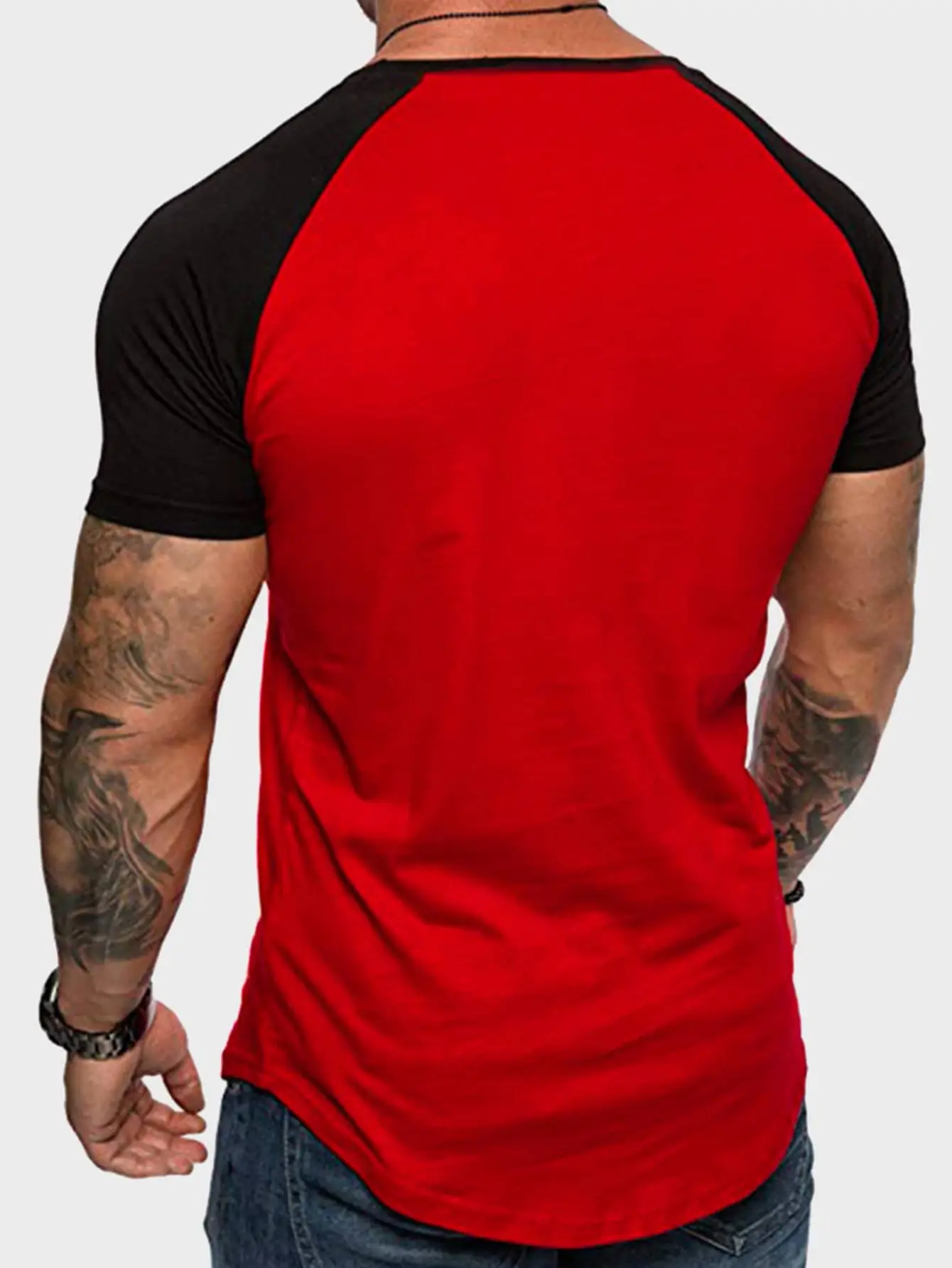 Men Slim Fit Red Black Short Sleeve T-Shirt — feature 16