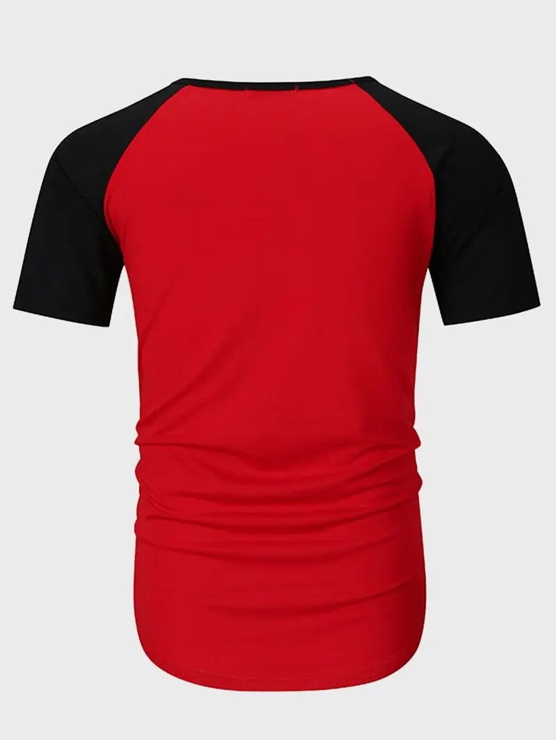 Men Slim Fit Red Black Short Sleeve T-Shirt — feature 18