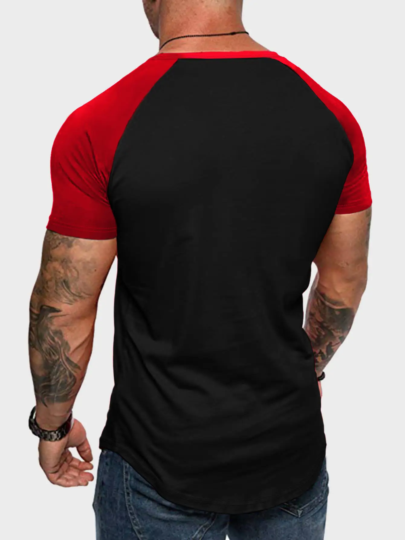 Men Slim Fit Red Black Short Sleeve T-Shirt — feature 4