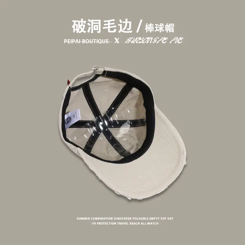 Ripped Baseball Cap Black Men Women — feature 15