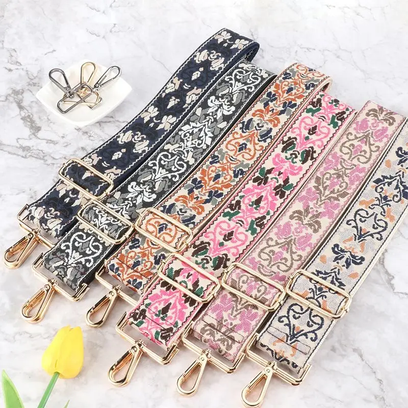 Black Floral Crossbody Bag with Gold Buckle — feature 1