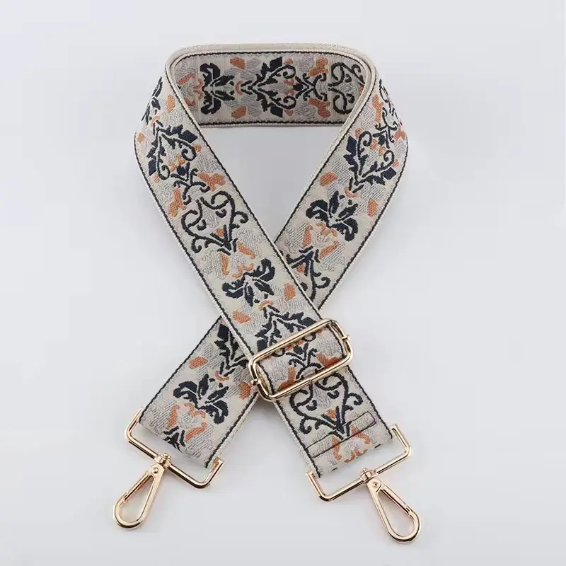 Black Floral Crossbody Bag with Gold Buckle
