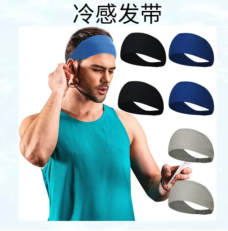 Blue Sweat-Active Headband for Gym & Yoga — feature 1