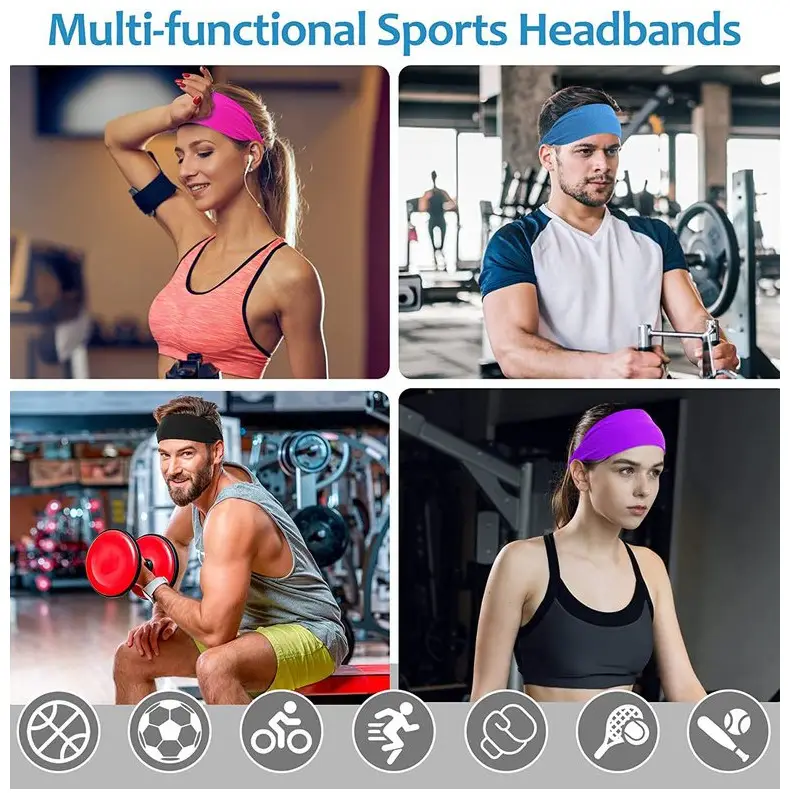 Blue Sweat-Active Headband for Gym & Yoga — feature 11