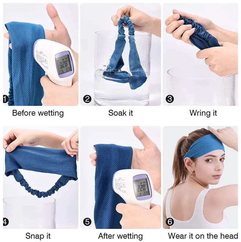 Blue Sweat-Active Headband for Gym & Yoga — feature 6