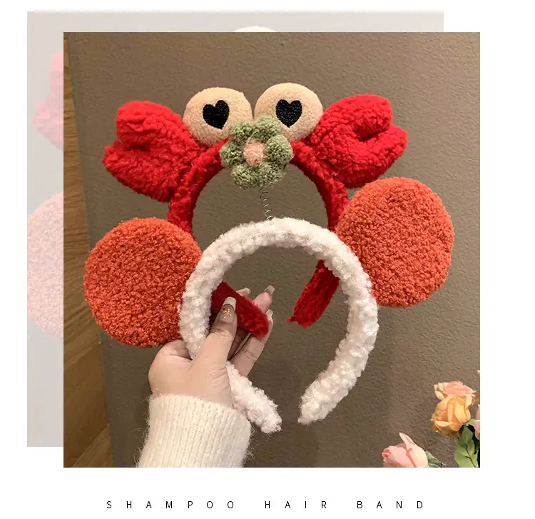 Cute Plush Bear Headband with Cartoon Design Pink — feature 4
