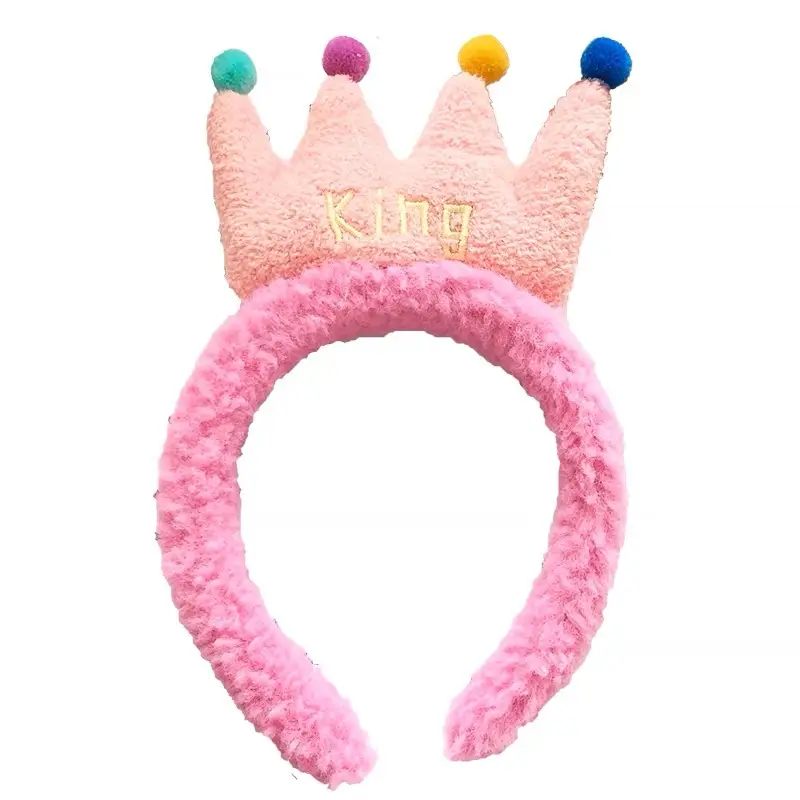 Cute Plush Bear Headband with Cartoon Design Pink